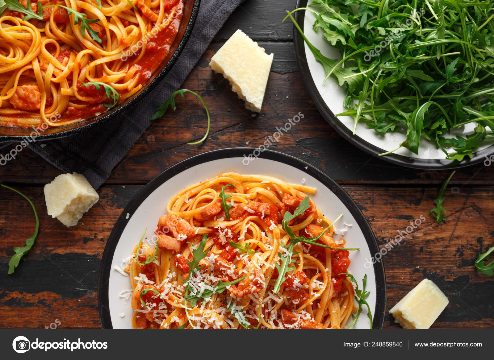 Spaghetti alla Amatriciana with pancetta bacon, tomatoes and pecorino