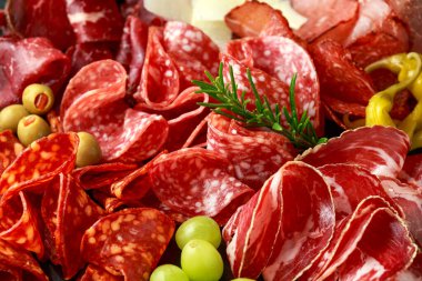 Salami, Chorizo, opppa, lomo, beef, meat antipasto seti..