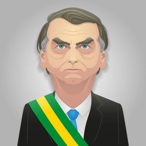 Outubro 2018 Caricatura Jair Bolsonaro Candidato Direita —  Vetores de Stock