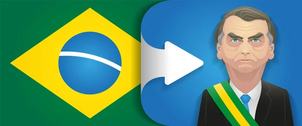 Οκτωβρίου 2018 Jair Bolsonaro Καρικατούρα Βραζιλία Στρίβει Δεξιά — Διανυσματικό Αρχείο