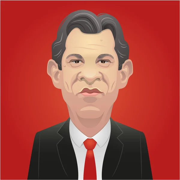 Octubre 2018 Fernando Haddad Caricatura Candidato Centro Izquierda — Vector de stock