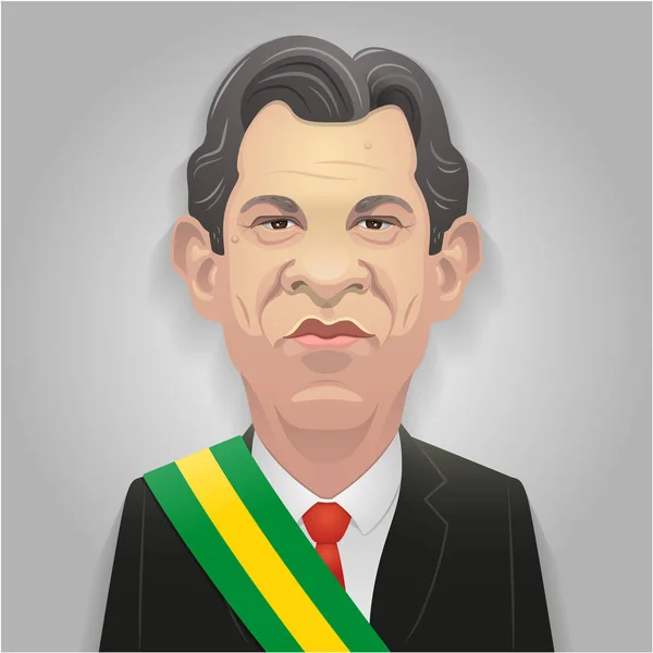 Octubre 2018 Fernando Haddad Caricatura Candidato Centro Izquierda — Vector de stock