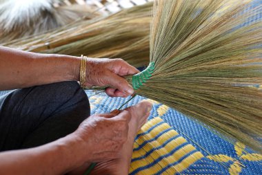 fotoğraf kadın el Tay süpürge yapıyor