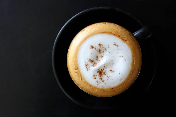 Tasse Café Cappuccino Chaud Sur Table Noire — Photo