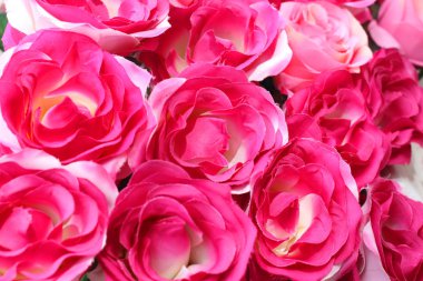 Sevgiliye arka plan olarak pembe gül yapay çiçek