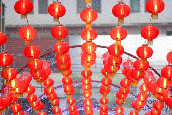 Куча Красного Бумажного Фонаря Украшенного Китайский Новый Год — стоковое фото