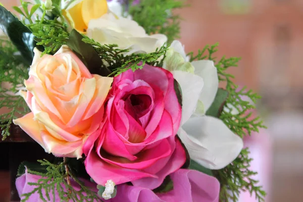 Hermosa Rosa Flor Artificial Como Fondo San Valentín — Foto de Stock