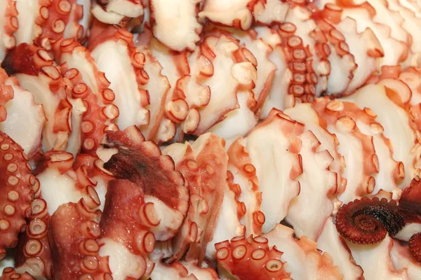 章鱼塔科沙片在自助餐线 — 图库照片