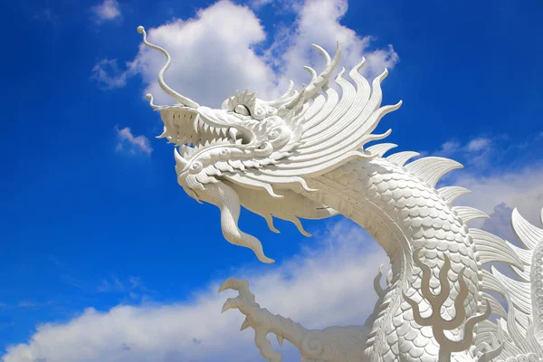 White Dragon Chinese Temple Beautiful Sky Background — Stock Photo, Image