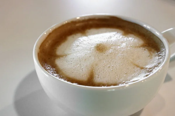 Cup Hot Latte Art Coffee Wooden Table — Stock Photo, Image