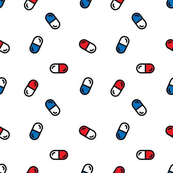 Zökkenőmentes Minta Sok Tablettával Kapszulával Gyógyszerek Vagy Étrend Kiegészítők Egészséges — Stock Vector