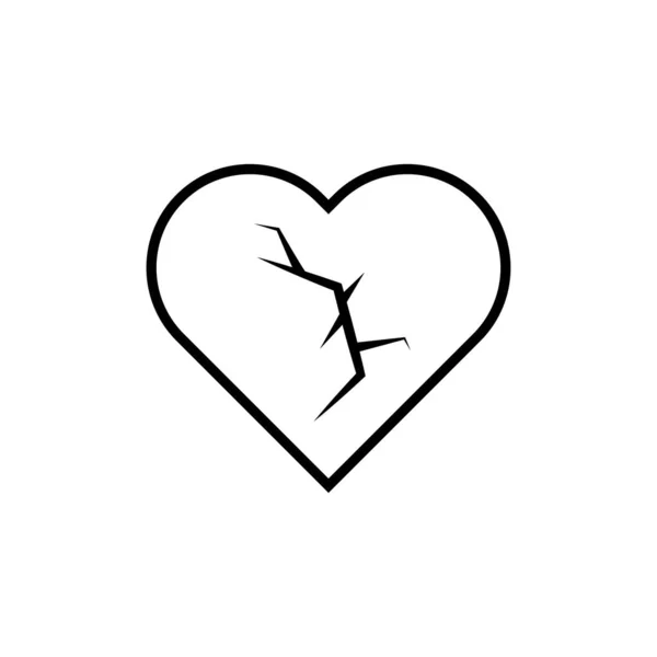 Signo Blanco Negro Símbolo Vectorial Icono Corazón Roto — Vector de stock