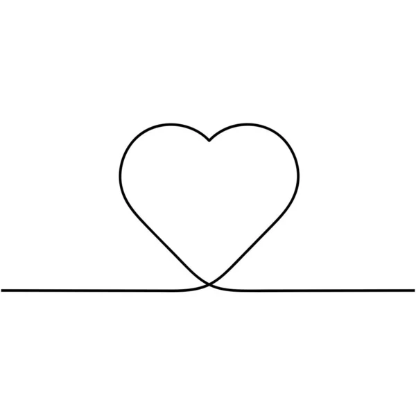 Continuous One Line Drawing Heart Isolated White Background Eps10 Vector — Stock Vector