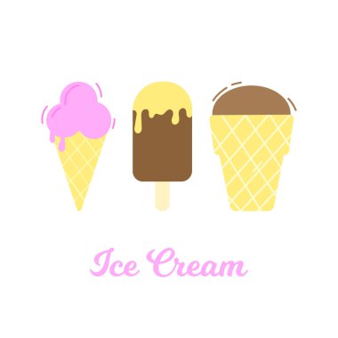 Beyaz üzerine izole edilmiş dört farklı boyutta vektör dondurma seti.