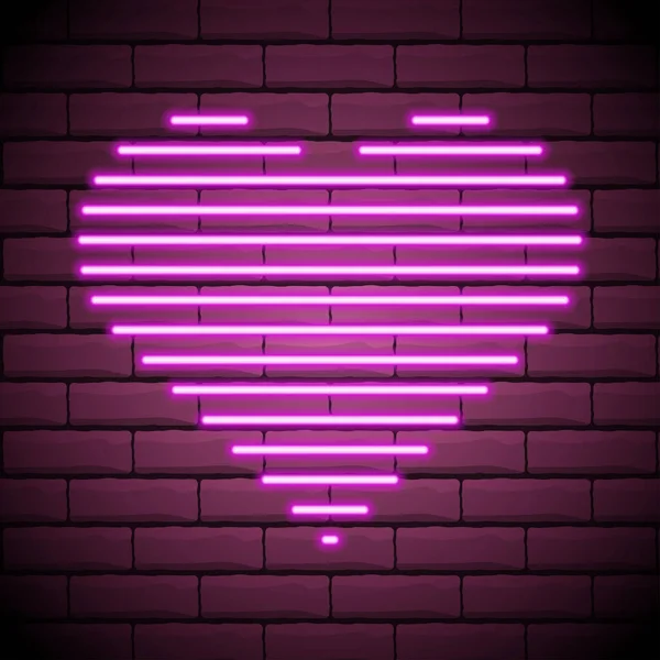 Coeur Lumineux Néon Retro Néon Coeur Signe Sur Fond Violet — Image vectorielle