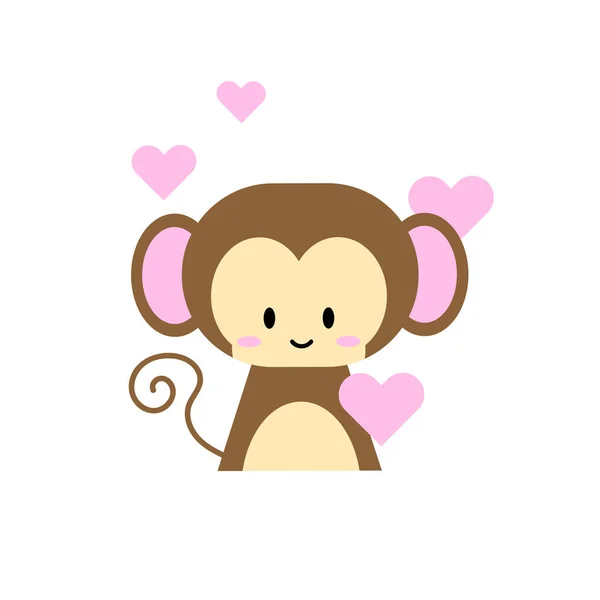 Vektorillustration Von Cartoon Monkey Mit Herzen — Stockvektor