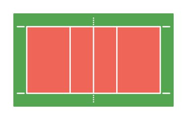 Voleybol sahası ya da saha üstü görünümü uygun işaretler ve standartlara göre orantılıdır. vektör