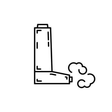 Tıbbi poster, astım reklamı, astım infografisi, eczane logosu, tedavi afişi için vektör astım ikonu. Öksürük şurubu, solunum, alerjik hasta. Basit taslak ve düz.