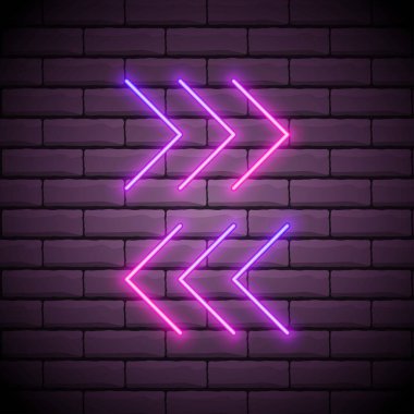 Vintage neon elektro yönü. Club Blue retro oku yönü gösteriyor. Siyah arka planda oklar. Vektör illüstrasyonu.