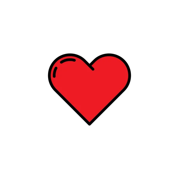 Heart Red Icon Line Vector Love Symbol Valentines Day — 스톡 벡터