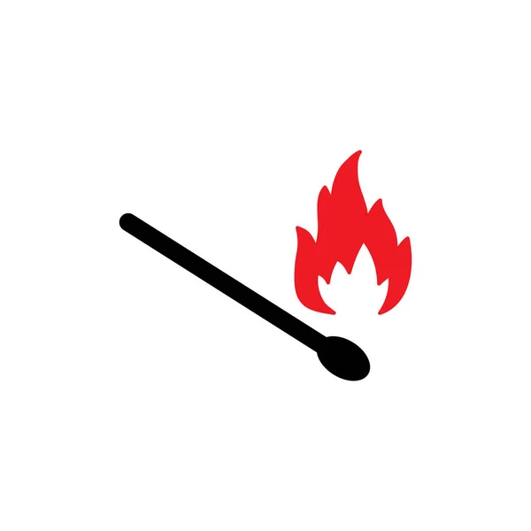 Burning Match Fire Flame Flat Color Vector Icon Apps Websites — Stock Vector