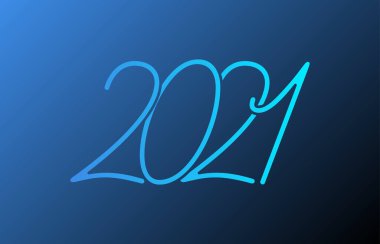 Mutlu yıllar 2021 şablonu. Pankart, tebrik kartı, broşür ya da baskı için tasarım. Vektör çizimi. Beyaz arkaplanda izole