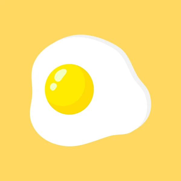 Fried Egg Isolated Yellow Background Fried Egg Flat Icon Fried — Stock Vector