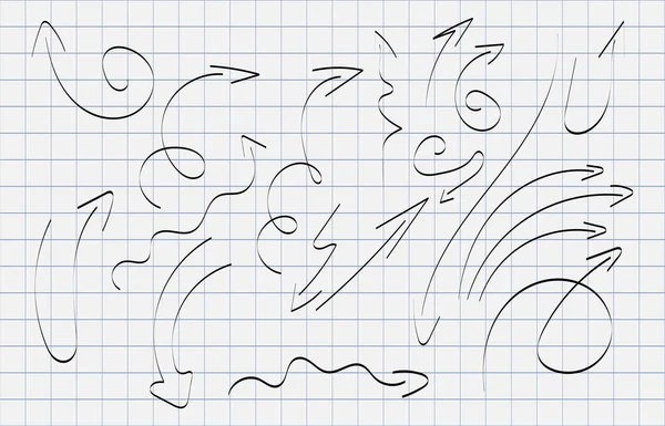 Collection Flèches Vectorielles Style Doodle Dessinées Main Dans Différentes Directions — Image vectorielle