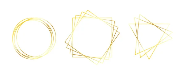 Lüks altın geometrik çerçeve koleksiyonu. Düğün kartı, davetiye, logo, kitap kapağı ve poster tasarımı.