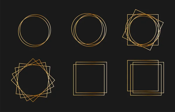 Luxuriöse Geometrische Rahmen Aus Gold Design Für Hochzeitskarte Einladungen Logo — Stockvektor