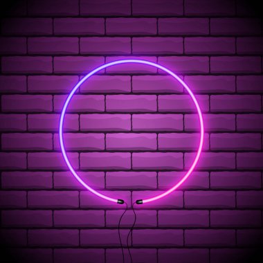Mor parlak daire vektör arka planı. Neon çerçeve. Disko, kulüp, kafe ya da senin fikrin için tasarım öğesi, tabela, afiş ya da poster kullanabilirsin. Vektör illüstrasyonu.