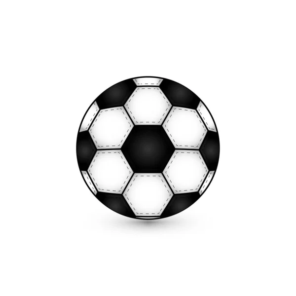 Плоский Реалистичный Классический Футбольный Мяч Белый Черный Образ Фоне Записи — стоковый вектор