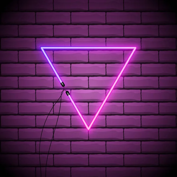 尼昂抽象三角形 发光的框架 老式电气符号 在俱乐部 酒吧或咖啡馆里焚烧指向黑墙的指针 设计你的广告 横幅的元素 矢量说明 — 图库矢量图片
