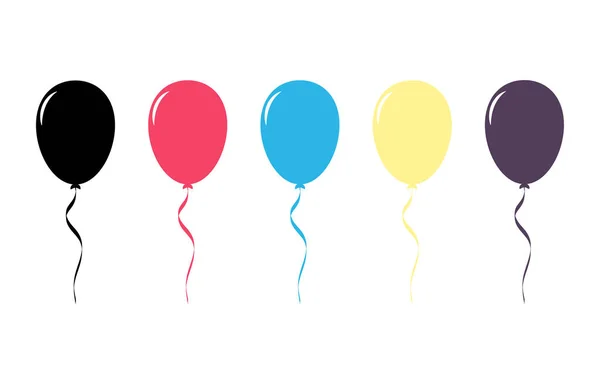 Juego Globos Ilustración Vectorial Brillantes Globos Brillantes Colores Globos Realistas — Vector de stock