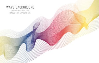 Vektör geometrik arkaplan. Gradyan, akış, akışkan arka plan. Renkler 3 boyutlu kompozisyonu şekillendirir. Modern akış, dalgalı soyut kaplama. Poster tasarımı