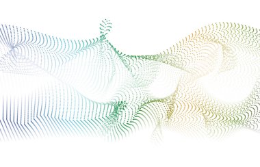 Dalgalı noktalı çizgiler arka plan. Noktaların deseni, noktalı çizgiler, farklı ölçeklerde daireler. Dijital Gradyan. Pop-art tarzı. Grunge Arkaplanı. Modern fütürist soyut panel. Vektör illüstrasyonu .