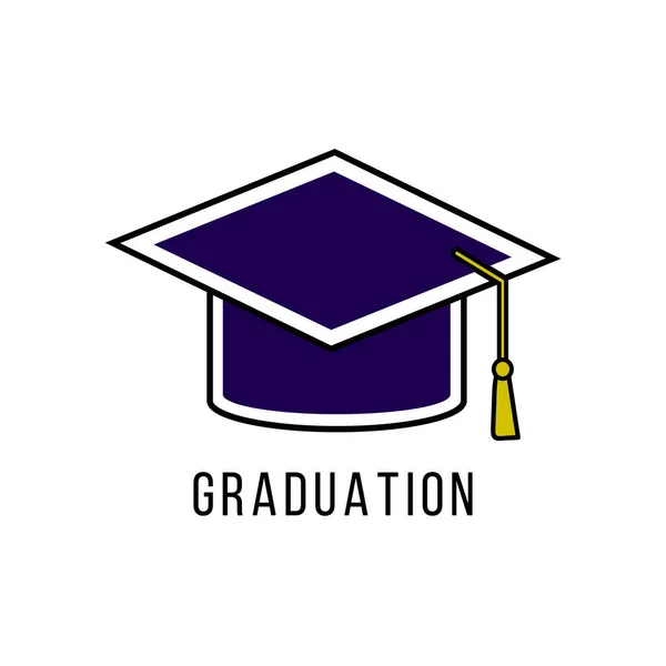 Academic Graduation Cap Vector Icon Illustration Isolated White Background Colour — Stock Vector
