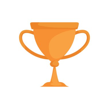 Pürüzsüz dokular ve hafif ışıklandırma içeren bir altın kupanın stilize edilmiş, düz tasarımı zaferin basit ama sembolik temsilini vurguluyor..