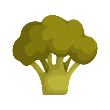 Şekillendirilmiş bir sebze çizimi. Tasarım yumuşak şekiller, bir zeytin yeşili renk paleti ve oyuncu, karikatüre benzer estetik içerir..