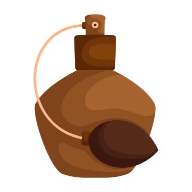 Parfüm şişesinin soyut bir çizimi. Pürüzsüz kıvrımlar, kahverengiliğin çeşitli tonları ve düz dizayn tarzıyla. Genel izlenim basit ve temiz..