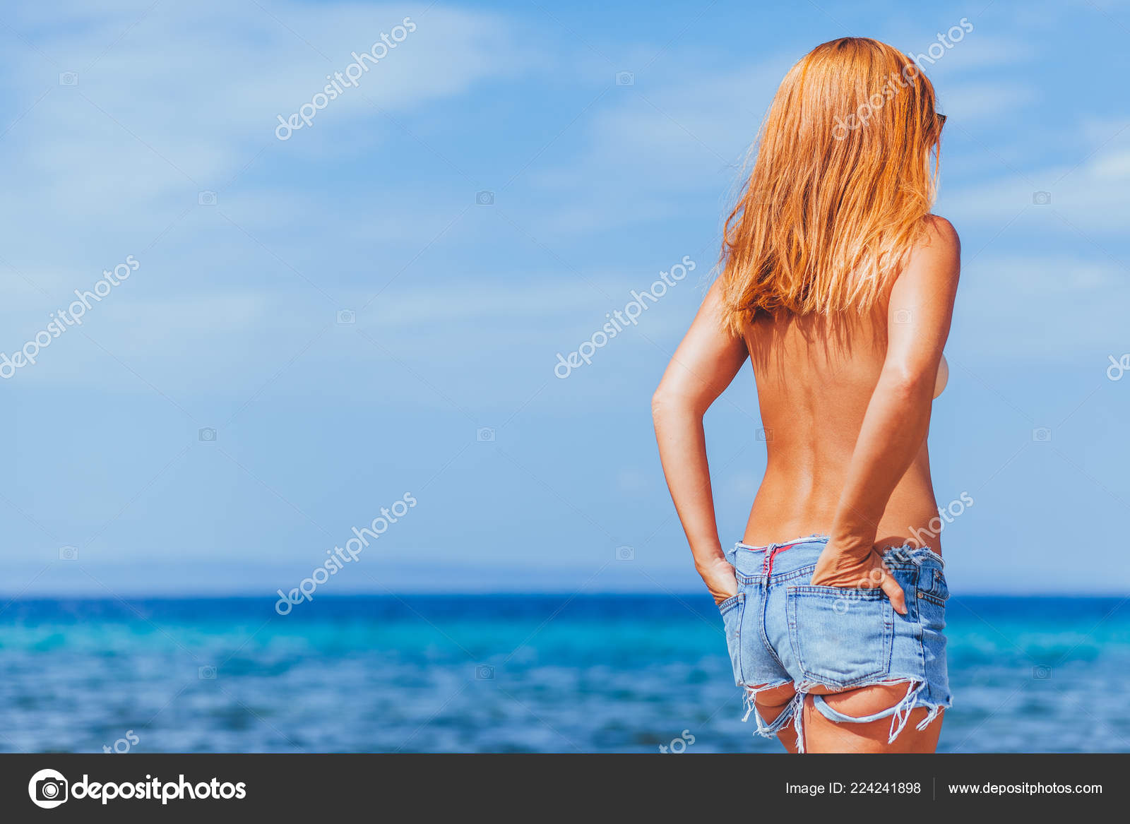 ginger nudist Hippie Young Ginger Woman Sunbathing Topless Beach — Stock Photo ©  marjan4782@gmail.com #224241898