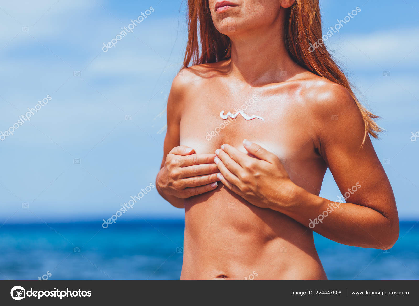 ginger nudist Hippie Young Ginger Woman Sunbathing Topless Beach Using Suntan Cream —  Stock Photo © marjan4782@gmail.com #224447508