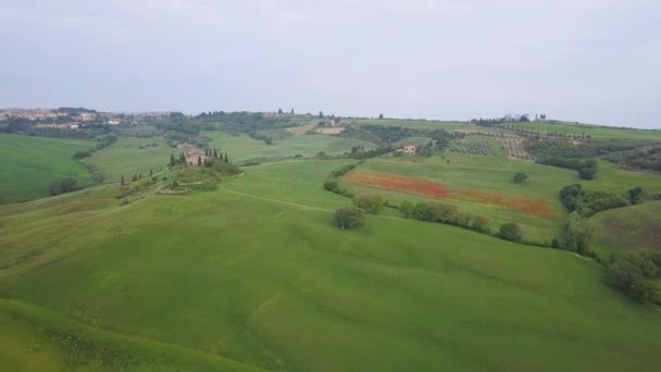意大利托斯卡纳美丽景观的空中镜头 — 图库视频影像