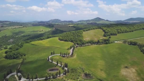 Riprese Aeree Della Strada Dei Cipressi Toscana — Video Stock