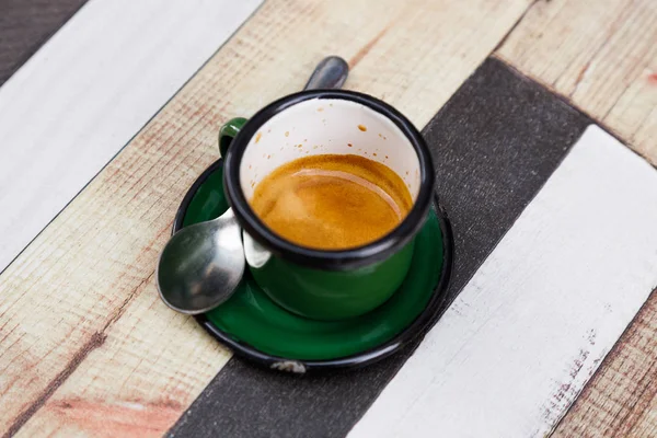 stock image Close-up of a vintage style cup of espresso coffee