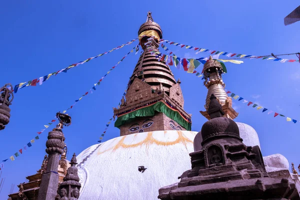 Swayambhunath Também Conhecido Como Monkey Temple Está Localizado Coração Katmandu — Fotografia de Stock