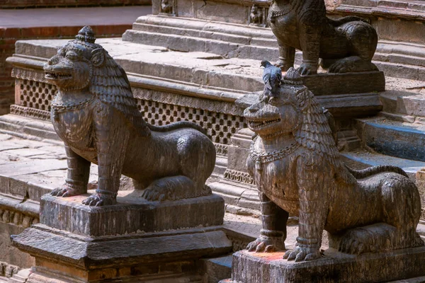 Statue Lion Entrée Krishna Mandir Krishna Template Patan Durbar Square — Photo