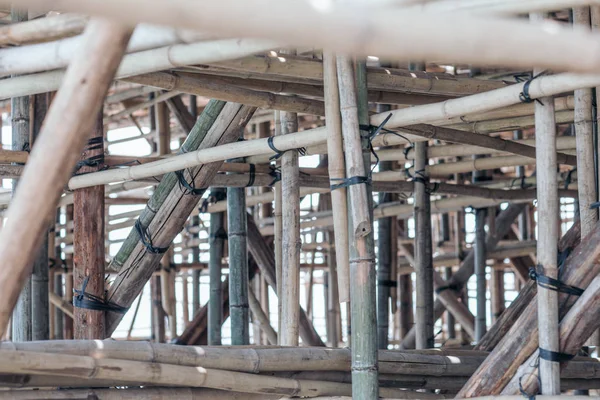 Närbild Bambu Byggnadsställningar Hong Kong Ingen — Stockfoto