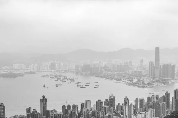 Hong Kong Harbour Black White Dusty Day — Stock Photo, Image