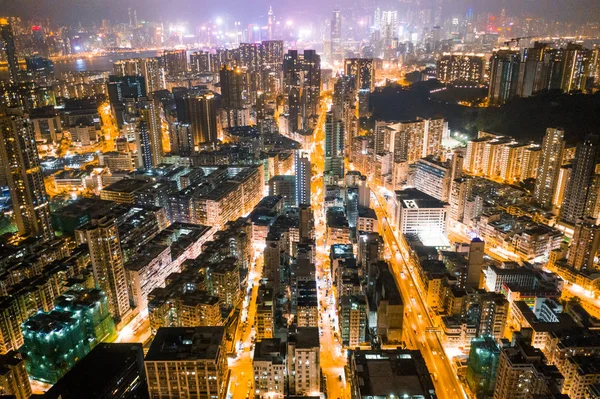 Chodzi Noc Street Kowloon Hong Kong — Zdjęcie stockowe